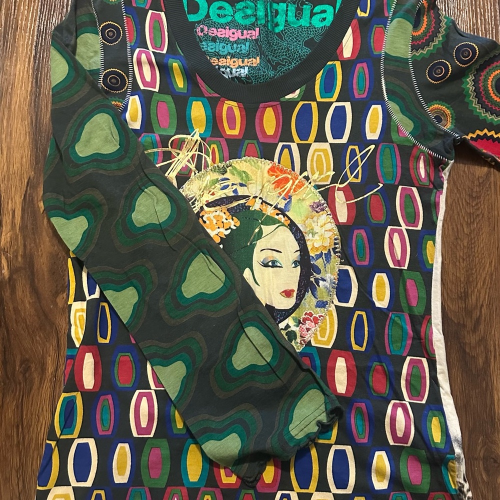 Desigual Colorful Graphic Long Sleeve Shirt